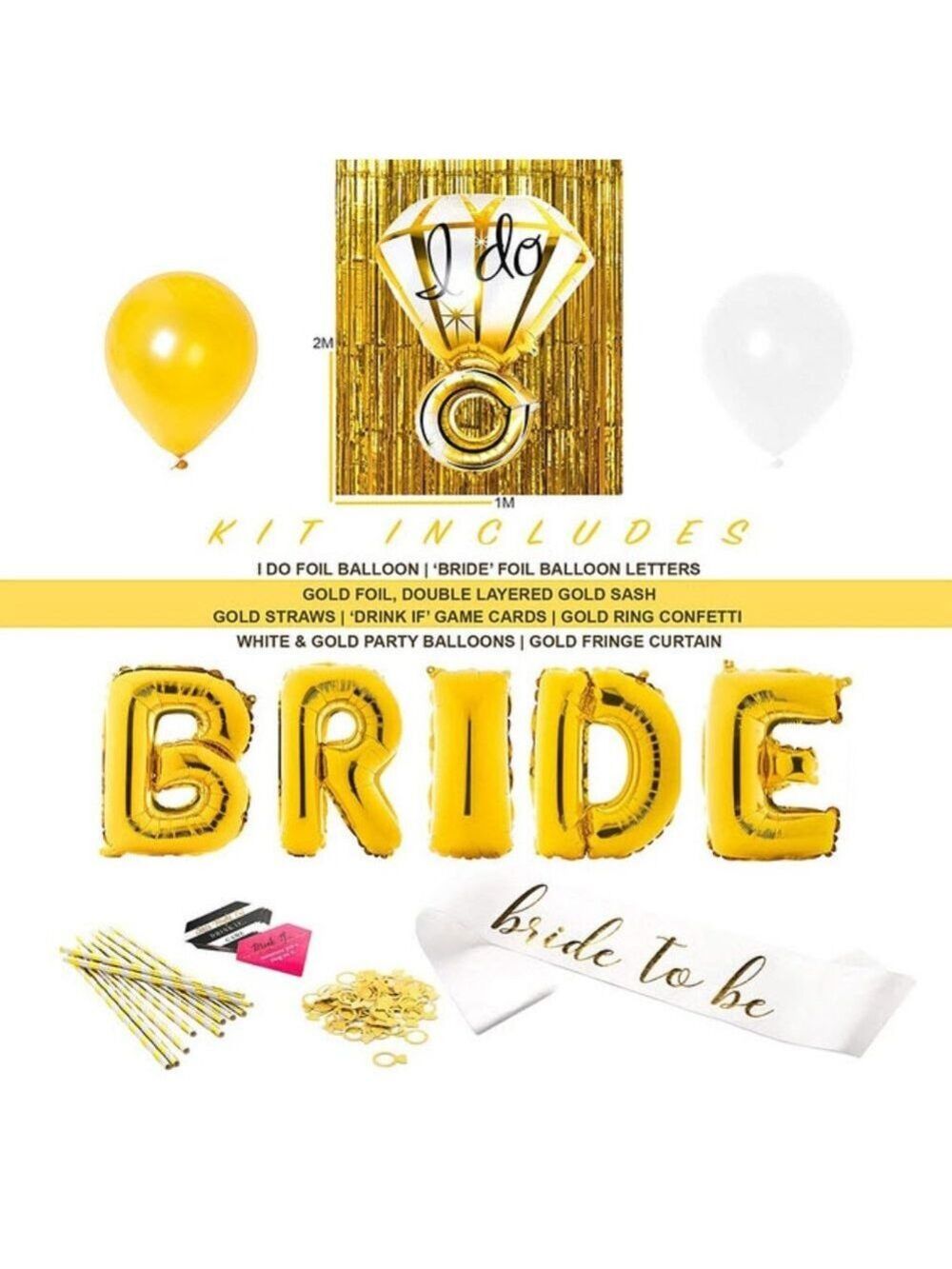 Gold Bridal shower Bachelorette party decorations - Picture 6 of 7